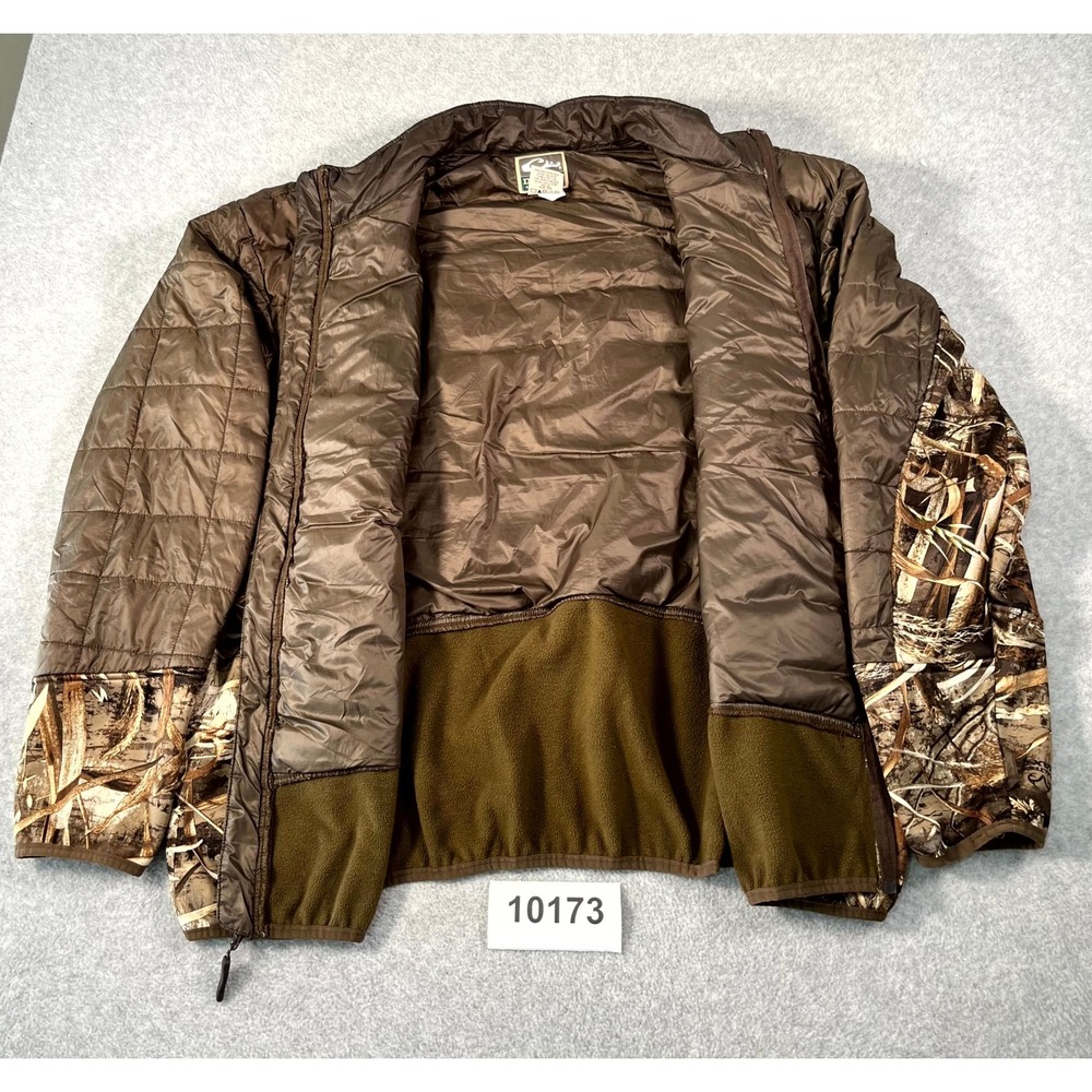 Drake Waterfowl Puffer Jacket Mens 2XL Brown Camo Realtree Hunting Full Zip